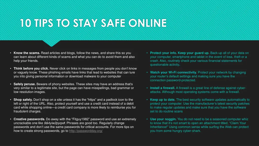 10 tips to stay safe online