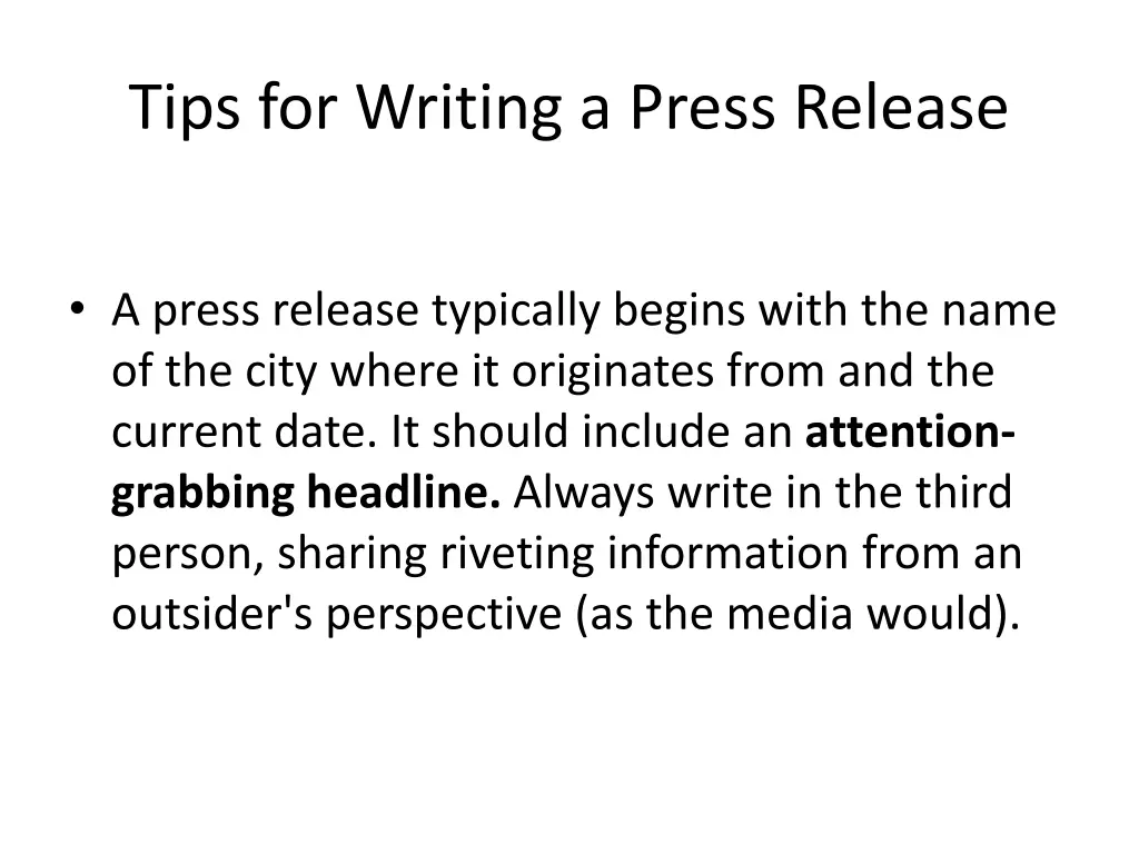 tips for writing a press release