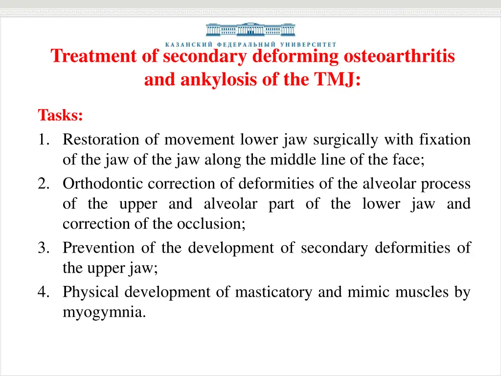 treatment of secondary deforming osteoarthritis