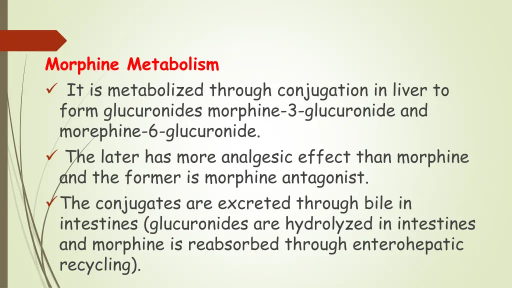 morphine metabolism it is metabolized through