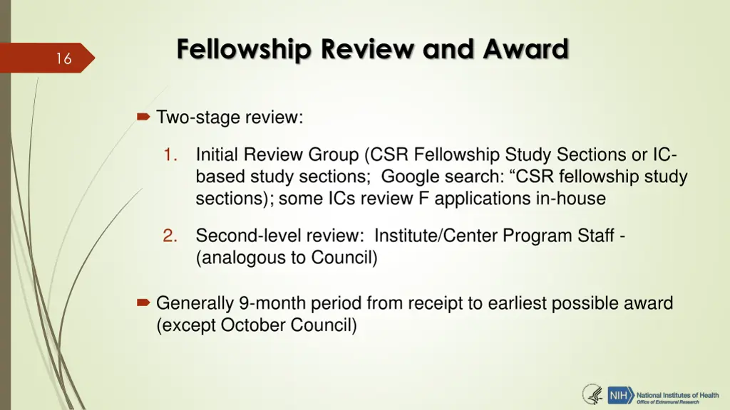 fellowship review and award