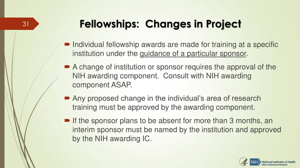 fellowships changes in project