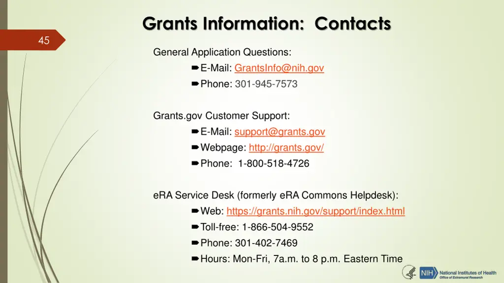 grants information contacts