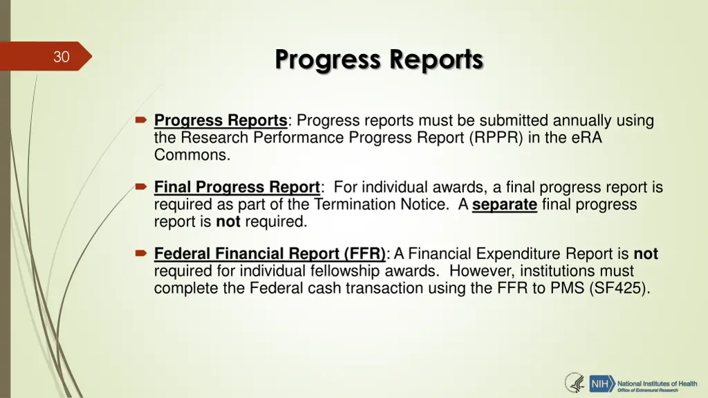 progress reports