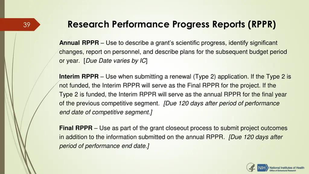 research performance progress reports rppr