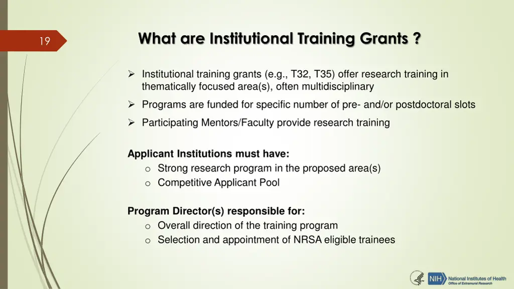 what are institutional training grants