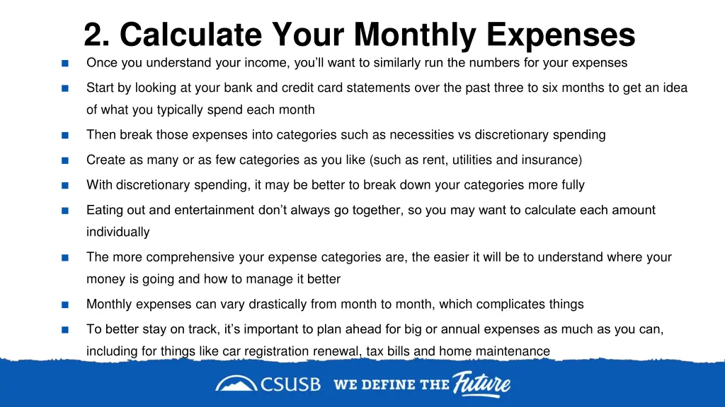 2 calculate your monthly expenses once