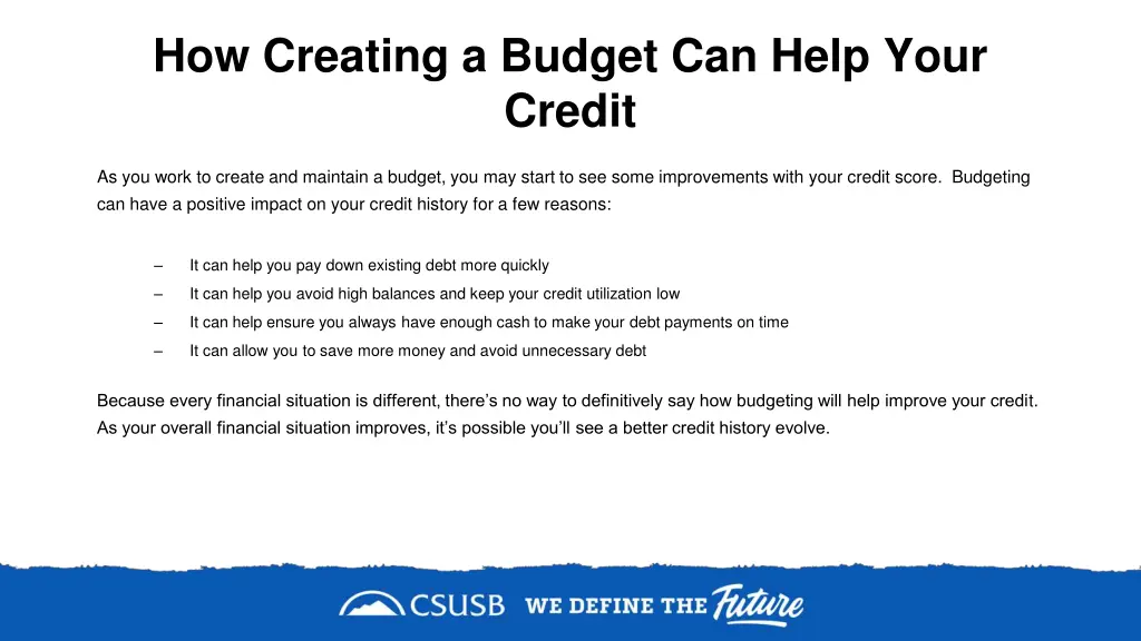 how creating a budget can help your credit