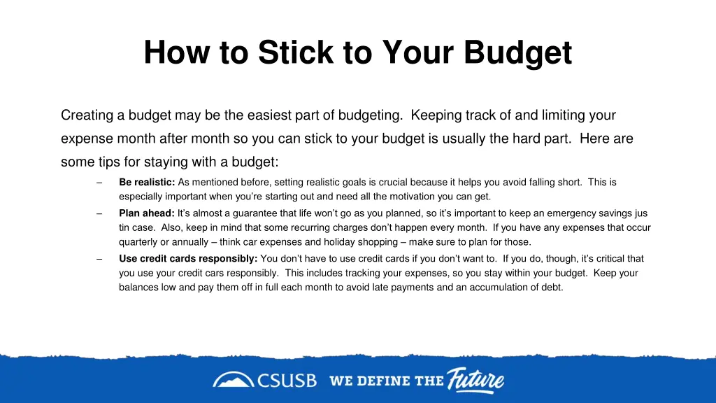 how to stick to your budget