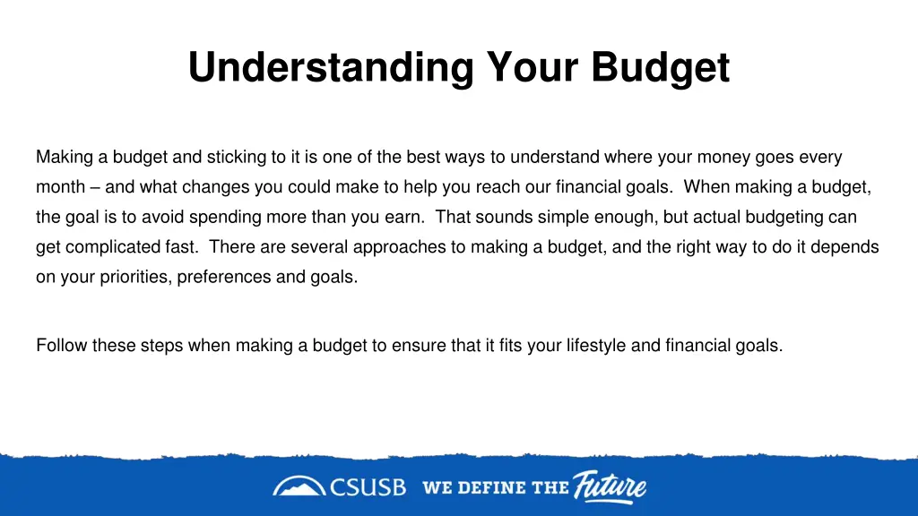 understanding your budget