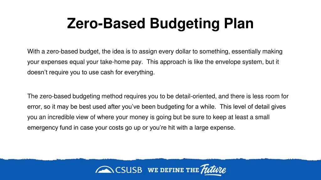 zero based budgeting plan