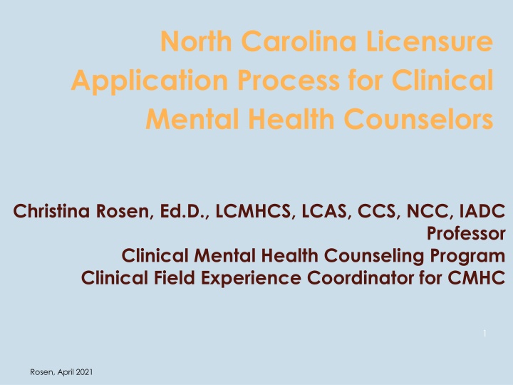 north carolina licensure application process