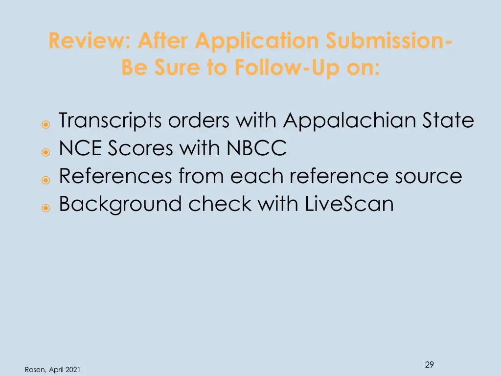 review after application submission be sure