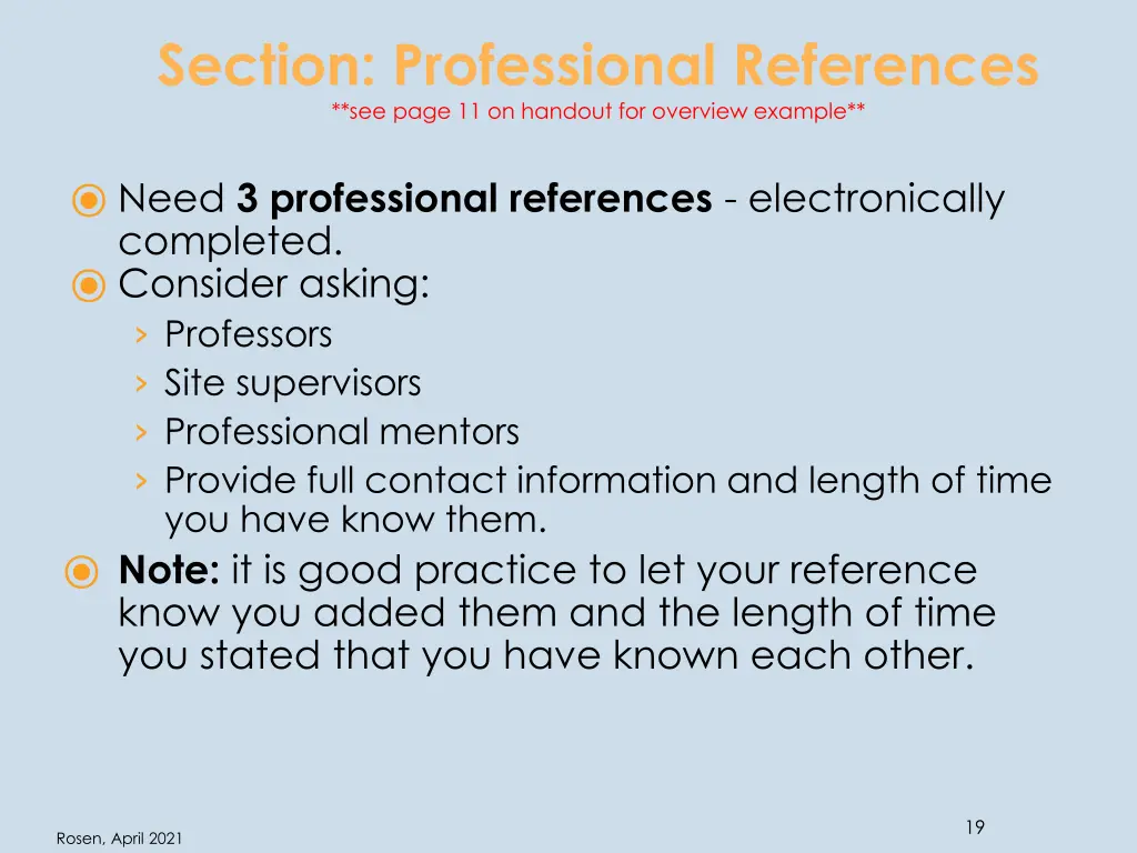 section professional references see page