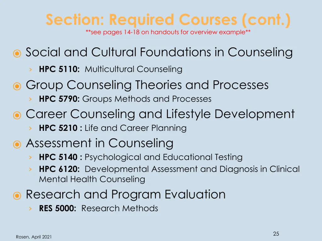 section required courses cont see pages 1