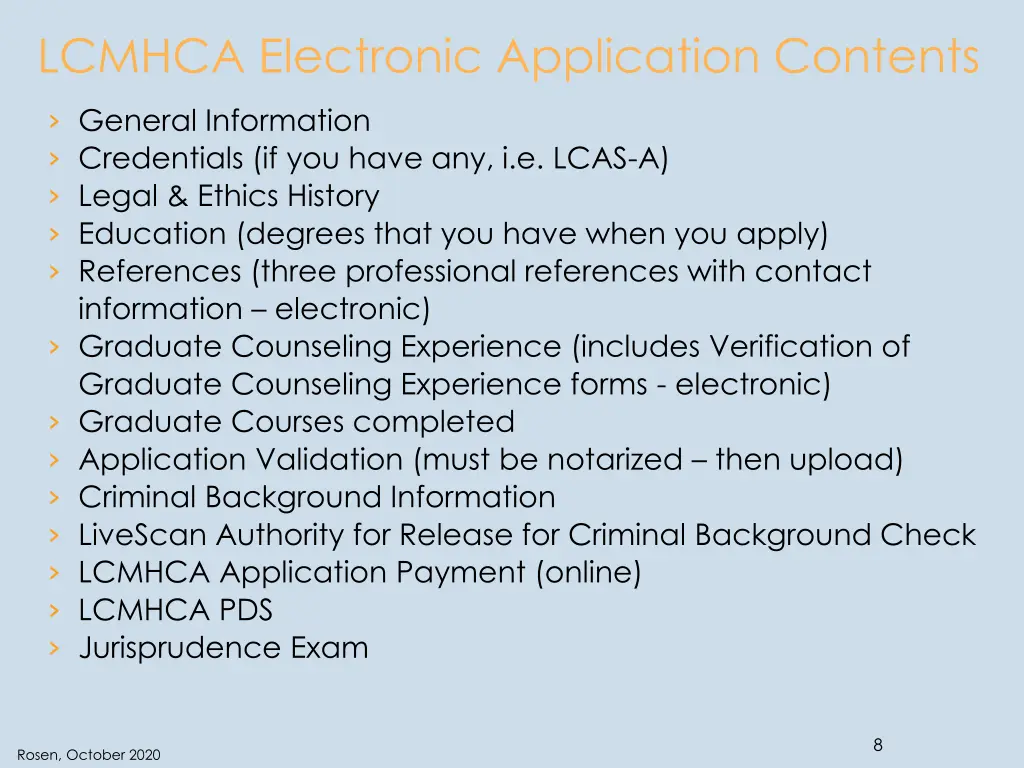 lcmhca electronic application contents