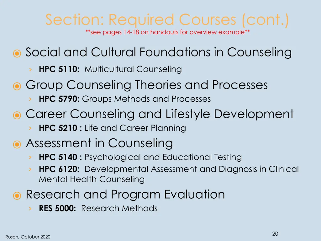 section required courses cont see pages 1