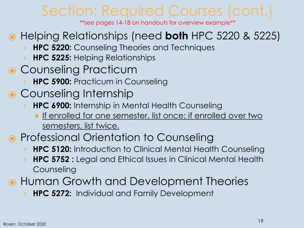 section required courses cont see pages