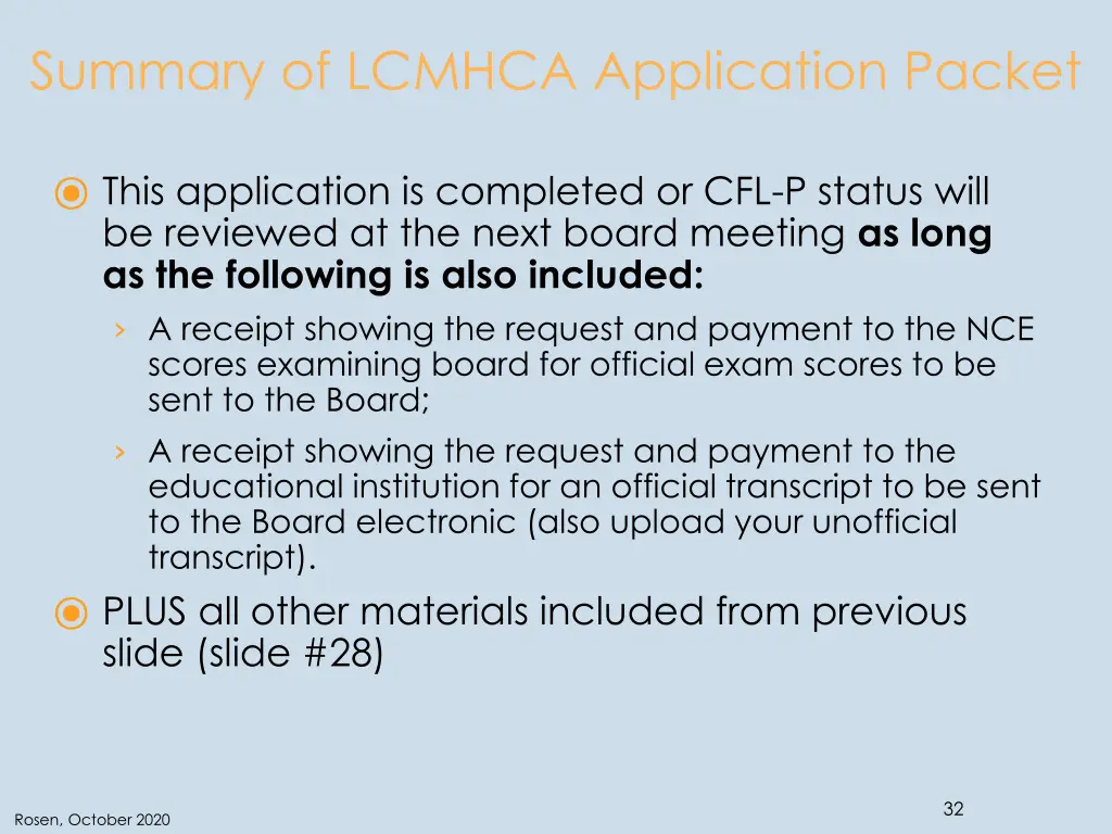 summary of lcmhca application packet