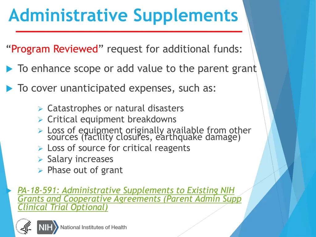 administrative supplements