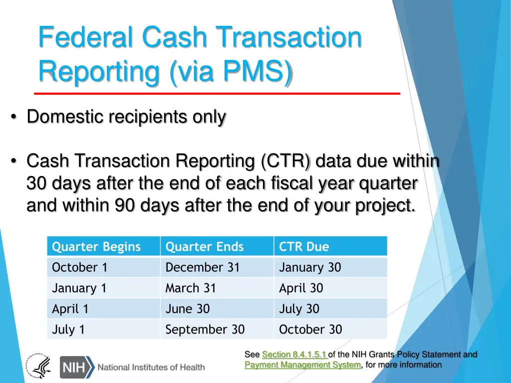 federal cash transaction reporting via pms