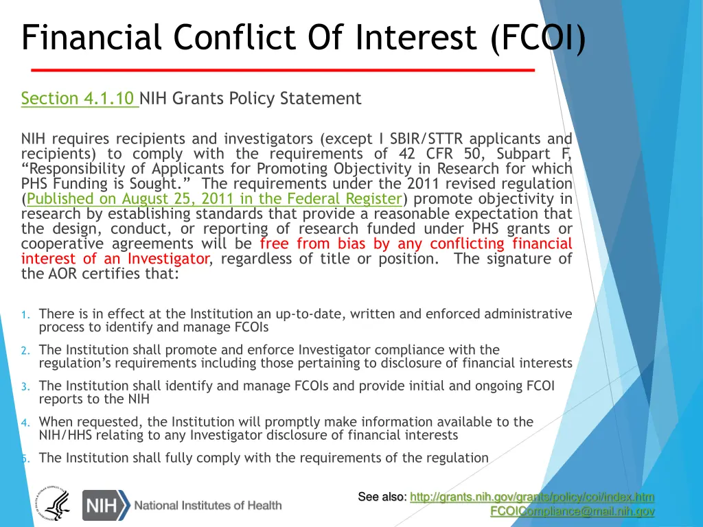 financial conflict of interest fcoi