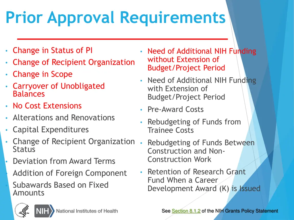 prior approval requirements