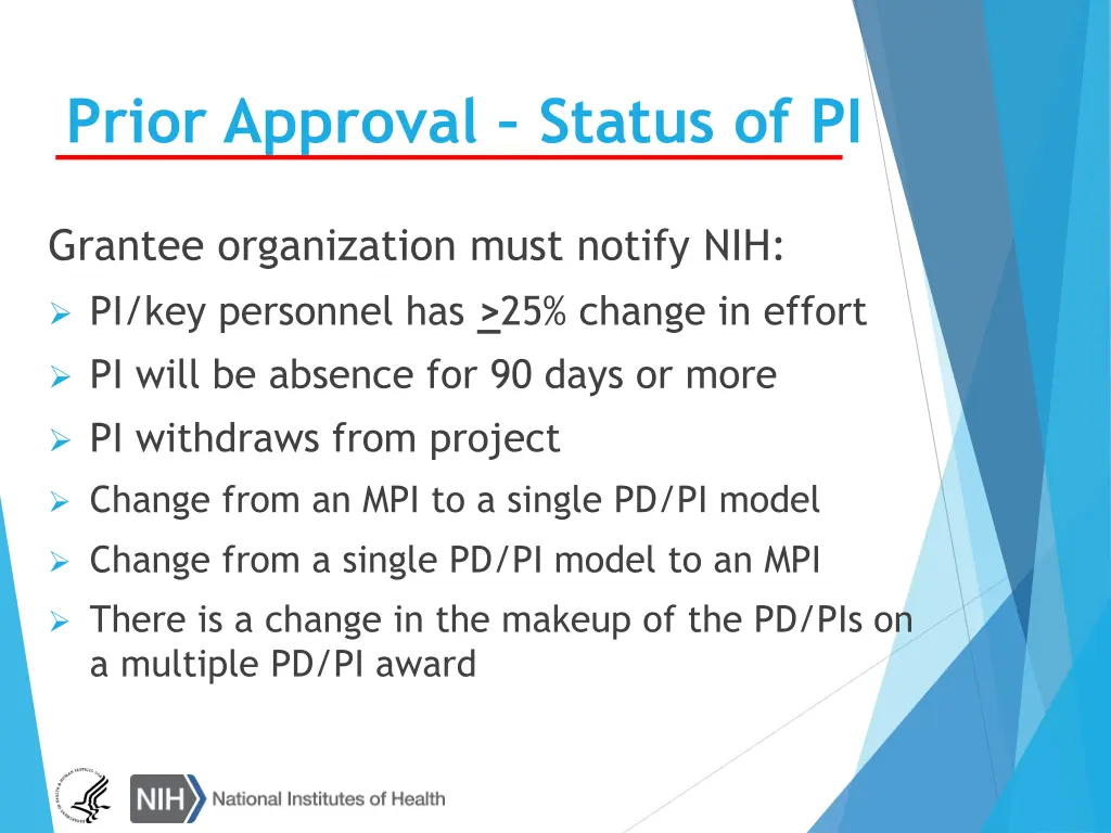 prior approval status of pi