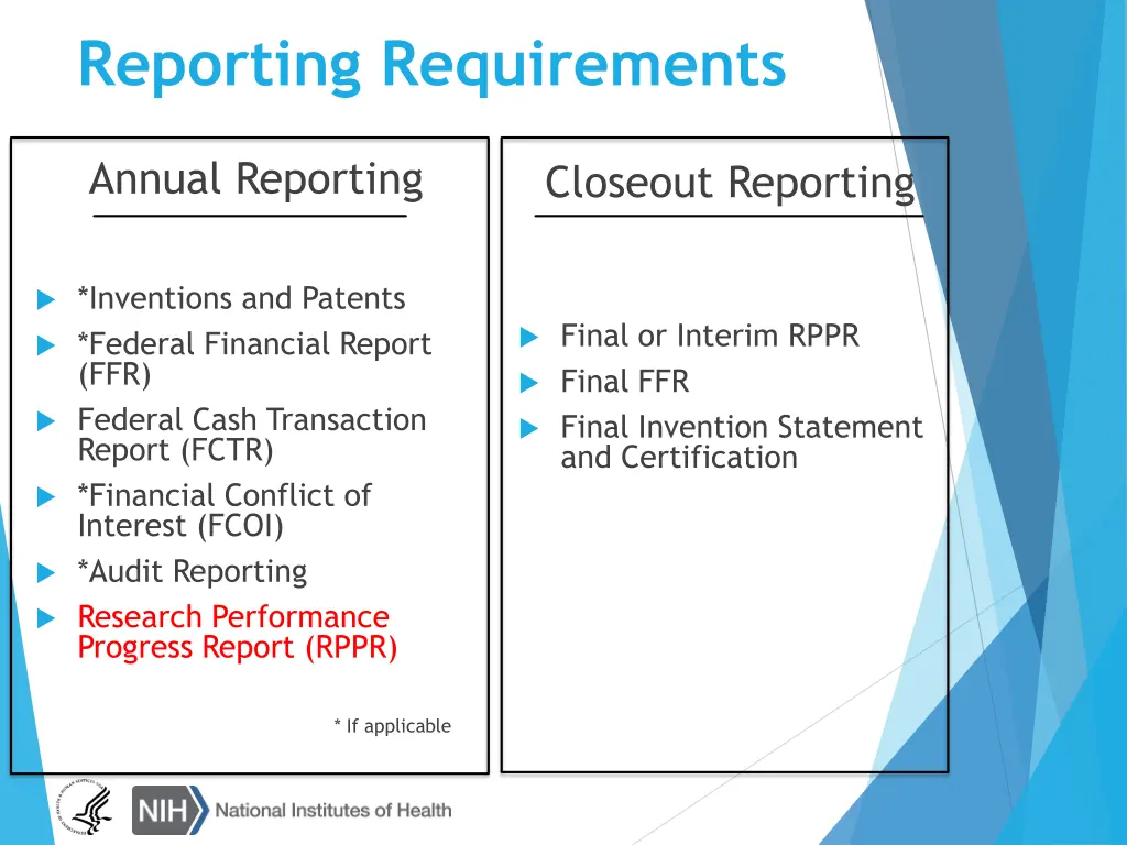 reporting requirements 1