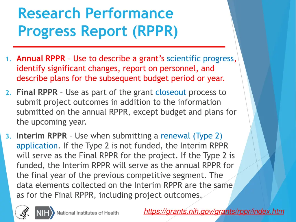 research performance progress report rppr 1