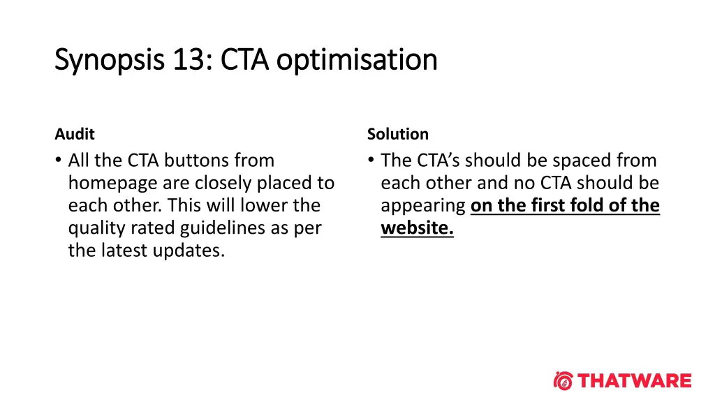 synopsis 13 cta optimisation synopsis