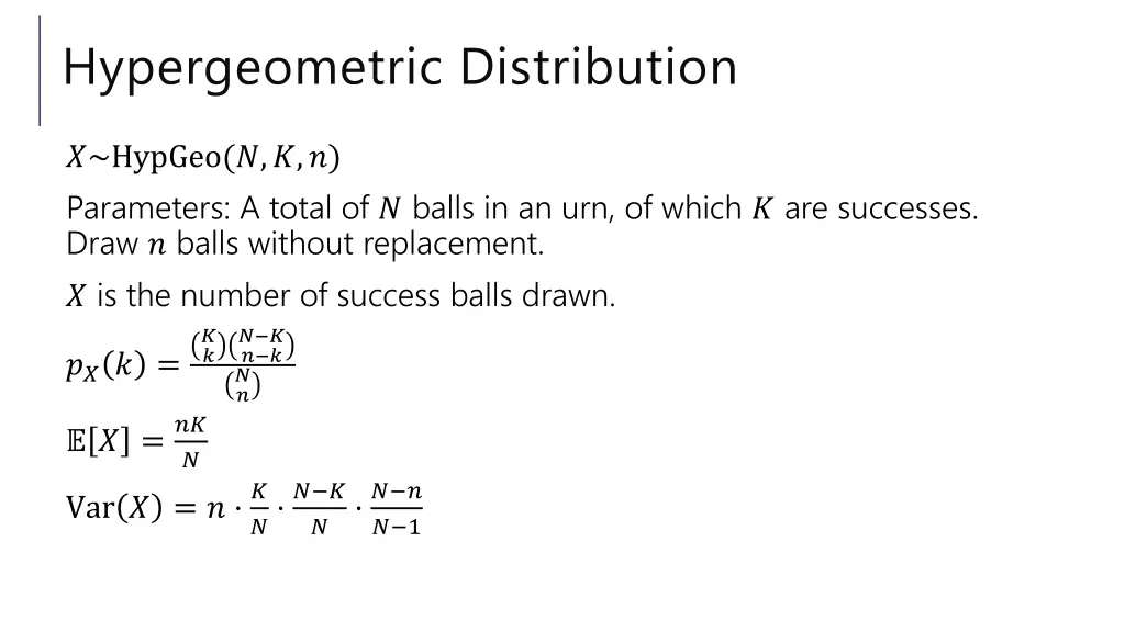 hypergeometric distribution 1