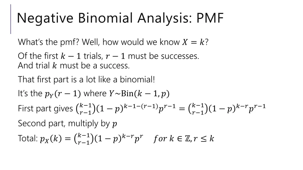 negative binomial analysis pmf