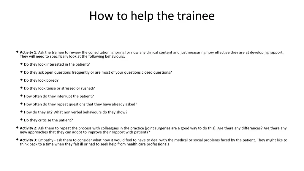 how to help the trainee 7