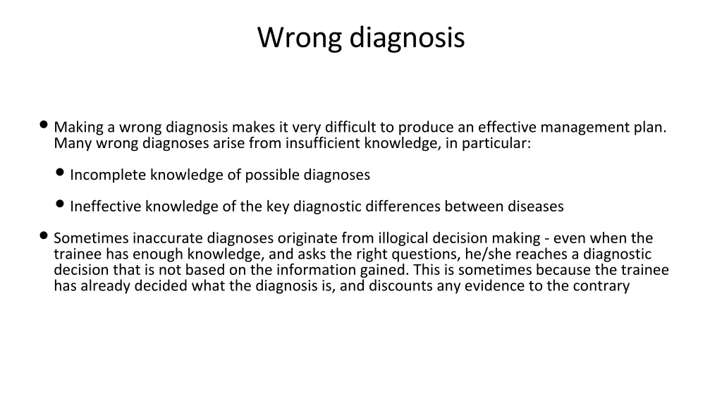 wrong diagnosis