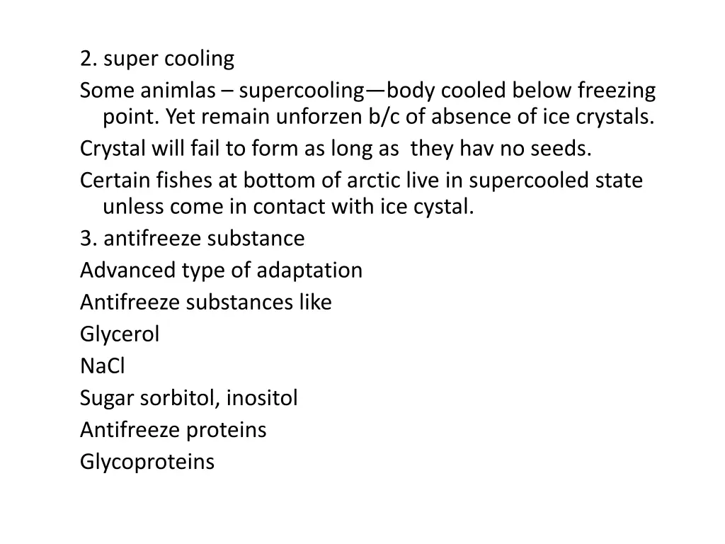 2 super cooling some animlas supercooling body