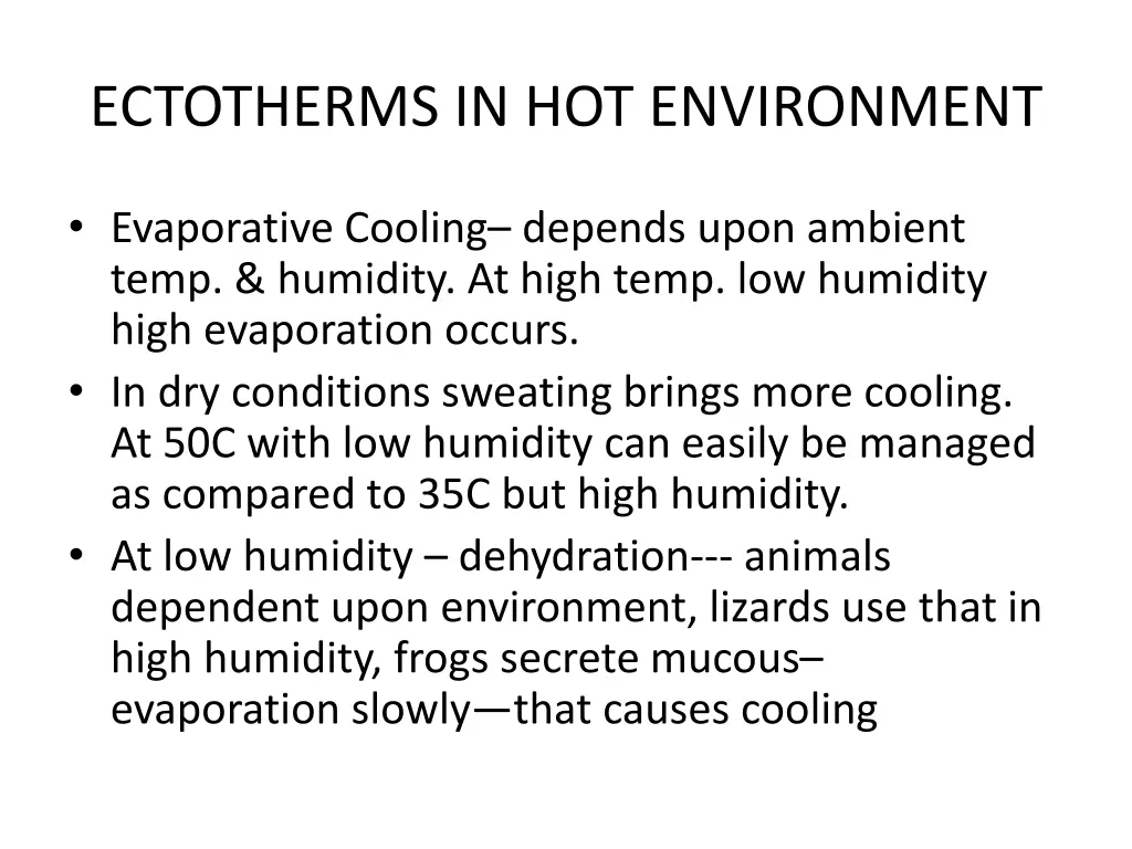 ectotherms in hot environment