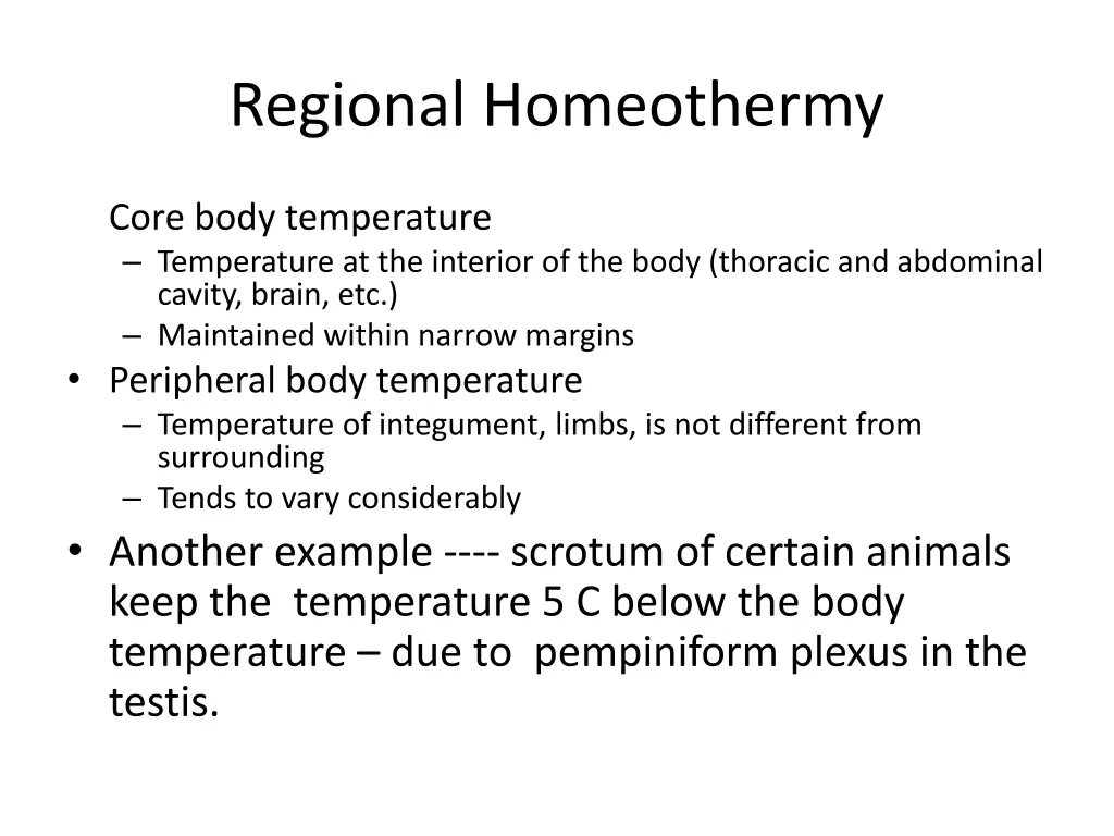 regional homeothermy