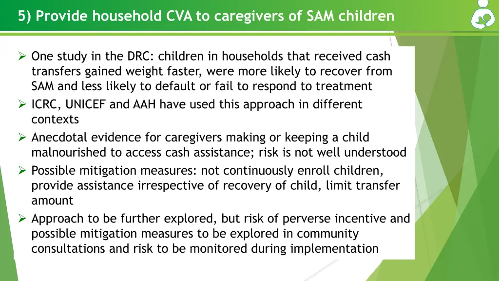 5 provide household cva to caregivers