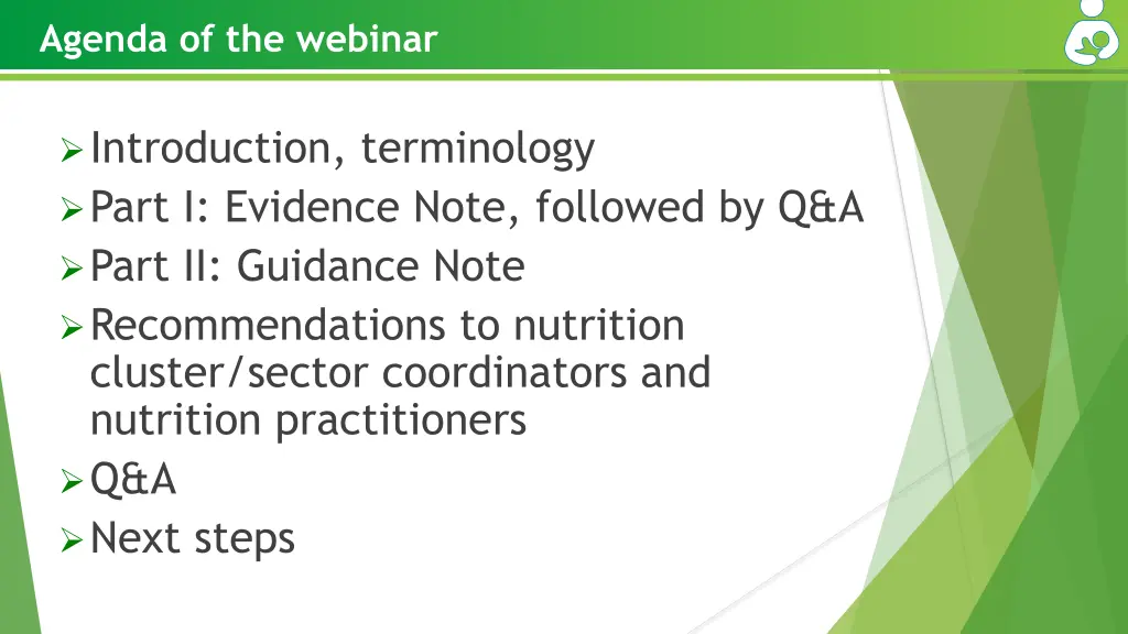 agenda of the webinar