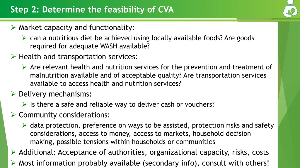 step 2 determine the feasibility of cva