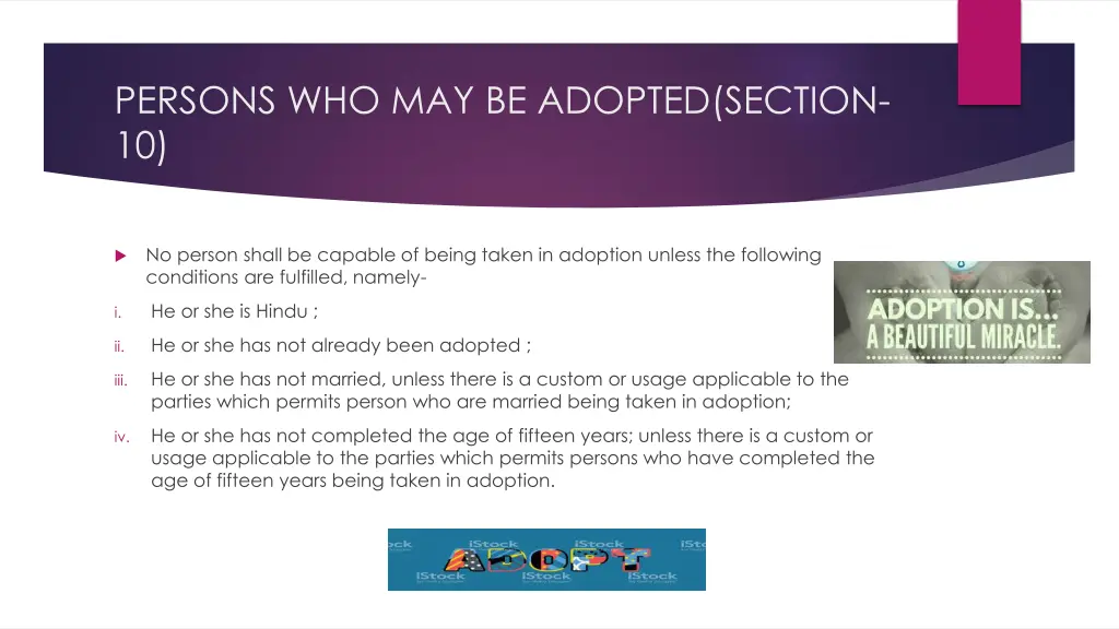 persons who may be adopted section 10