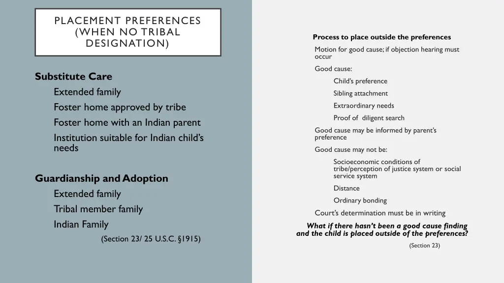 placement preferences when no tribal designation