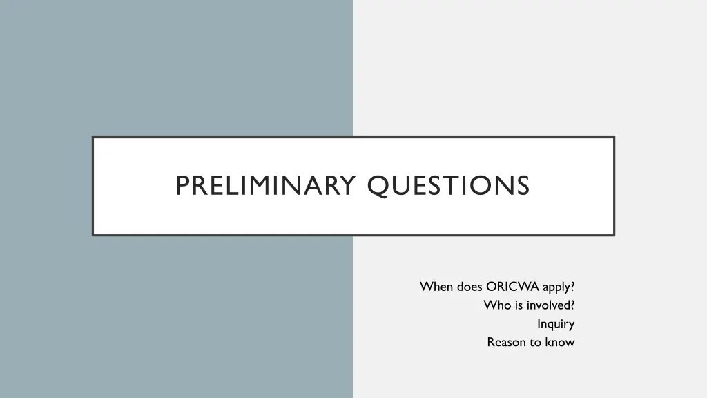 preliminary questions