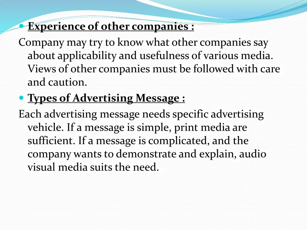 experience of other companies company