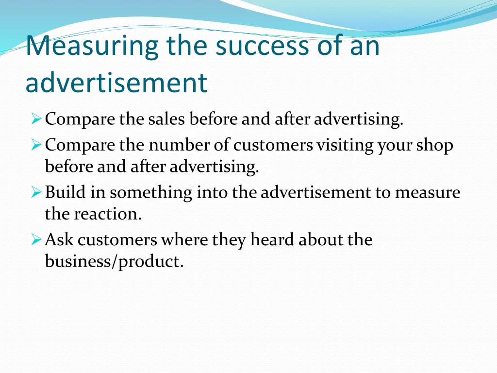 measuring the success of an advertisement