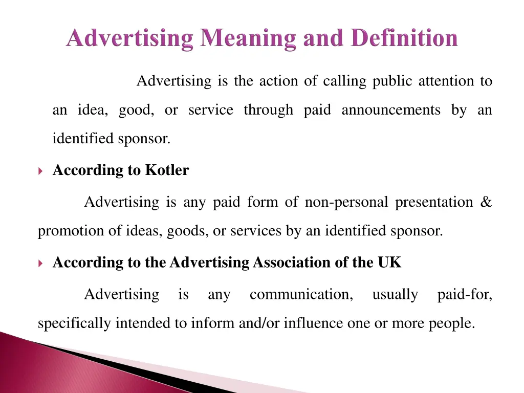 advertising is the action of calling public