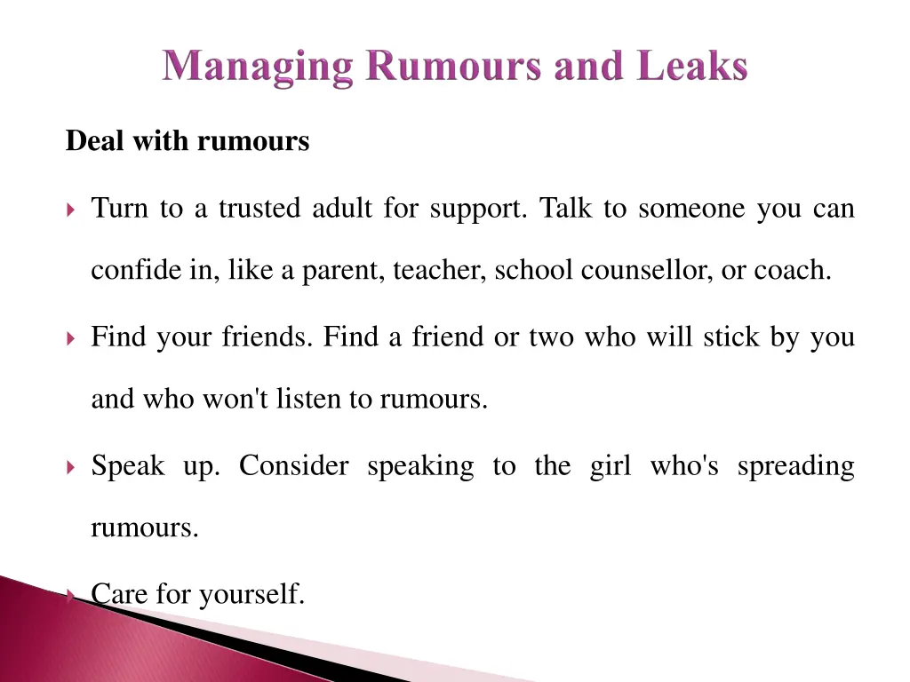 deal with rumours