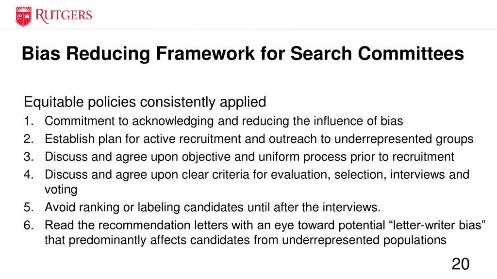 bias reducing framework for search committees