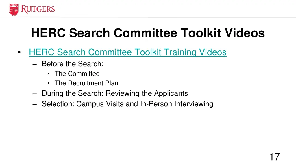 herc search committee toolkit videos